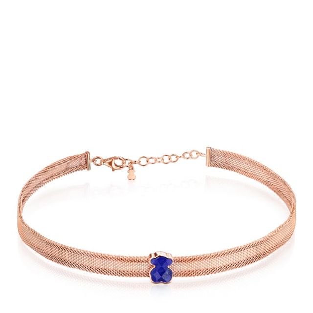 TOUS Rose IP Steel Mesh Color Necklace with Lapis Lazuli | Westland Mall