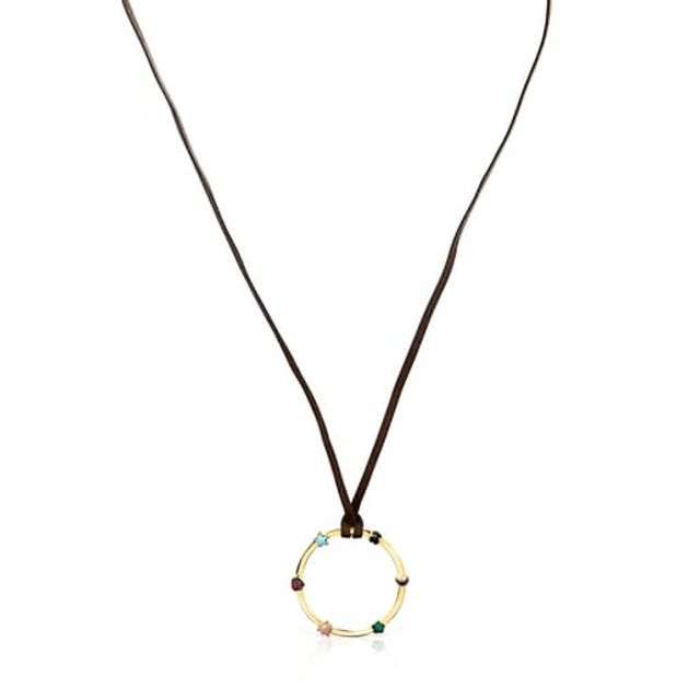 TOUS Glory Necklace in Silver Vermeil with five multicolor Gemstones motifs  | Westland Mall