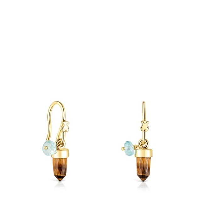 TOUS Silver Vermeil TOUS Good Vibes Earrings with Tiger\'s eye and Apatite |  Westland Mall