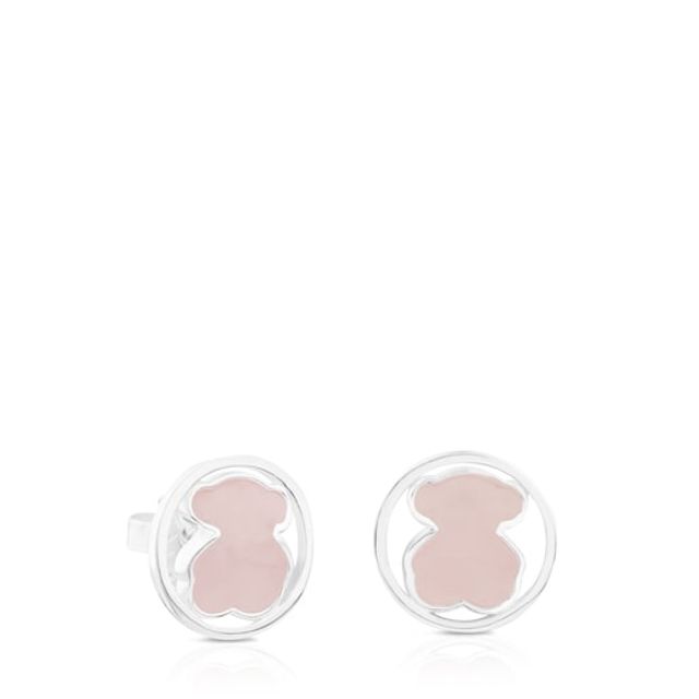 TOUS Silver Camille Earrings with Rose Quartz | Westland Mall