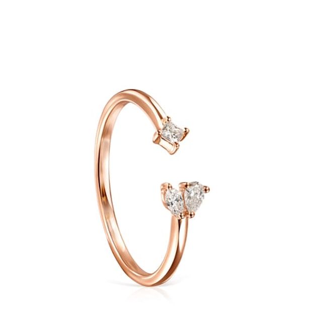 Light open Ring in Rose Gold with three Diamonds