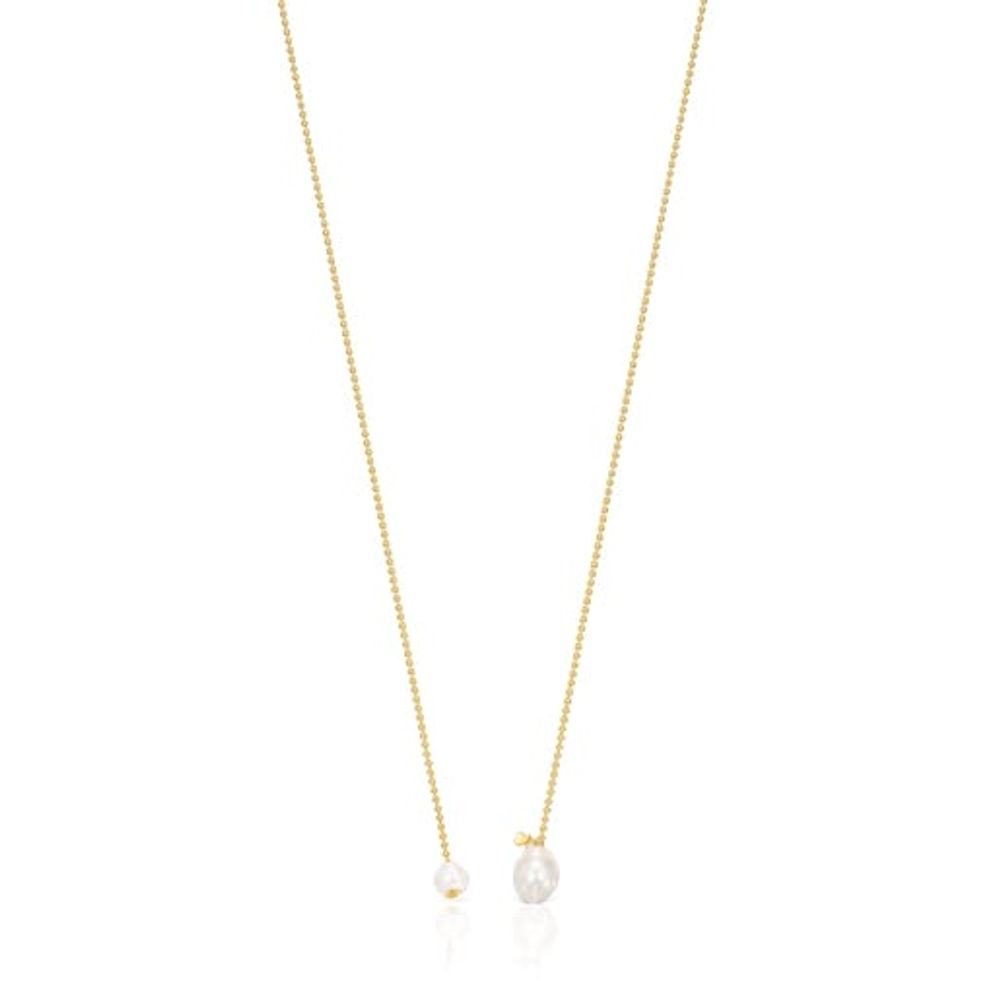 TOUS Silver Vermeil Gloss open Necklace with Pearls | Plaza Las Americas