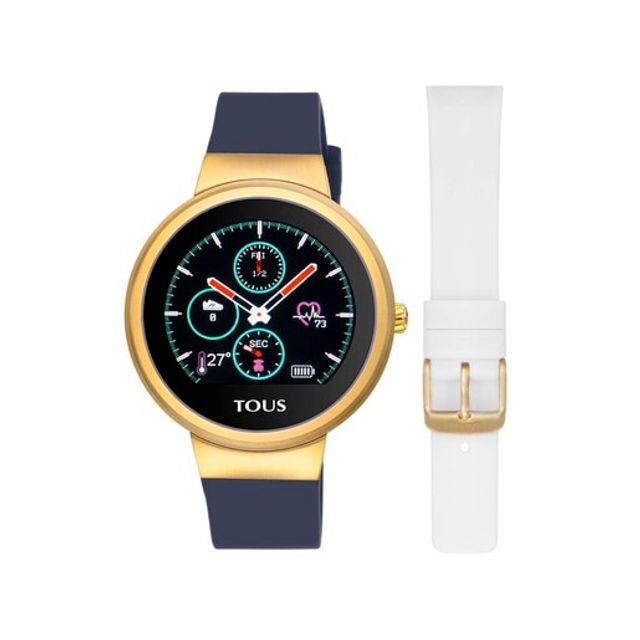 Gold IP Steel Rond Touch activity Watch with interchangeable Silicone strap