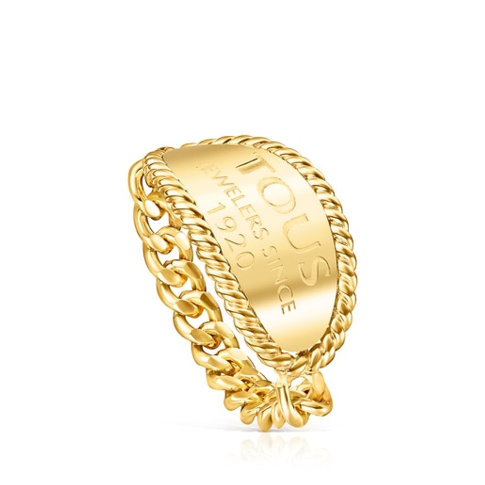 TOUS Silver Vermeil TOUS Minne Ring with oval medallion letters engraving |  Plaza Del Caribe