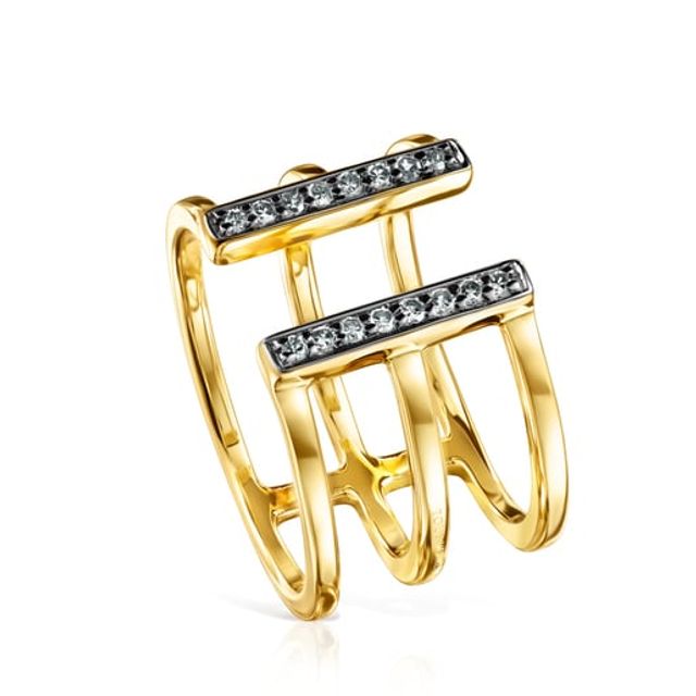 Nocturne triple Ring Silver Vermeil with Diamonds