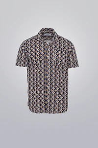 Printed Shirt - Geometric Navy