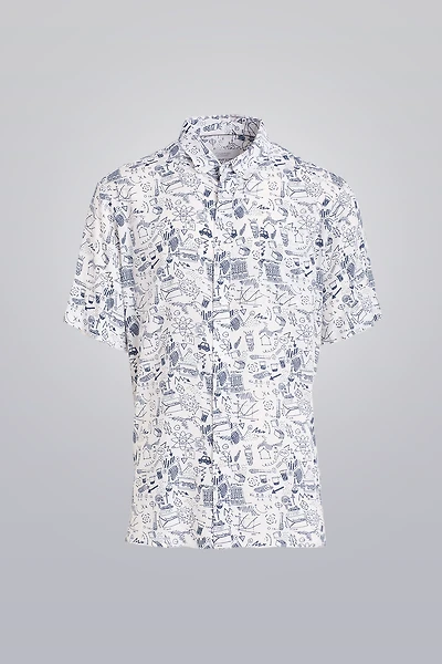 Printed Shirt - Navy Scribble