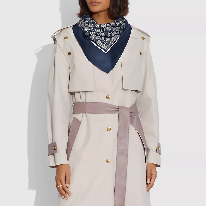 Textured Signature Print Silk Square Scarf