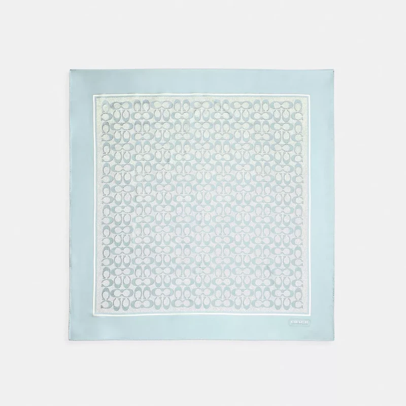 Textured Signature Print Silk Square Scarf