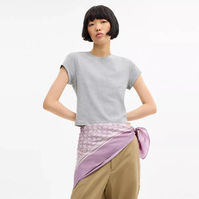 Textured Signature Print Silk Square Scarf