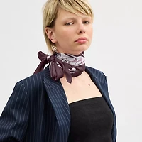 Textured Signature Print Silk Square Scarf