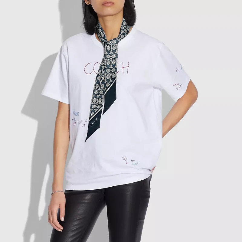 Textured Signature Print Silk Skinny Scarf