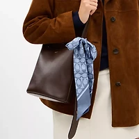 Textured Signature Print Silk Skinny Scarf