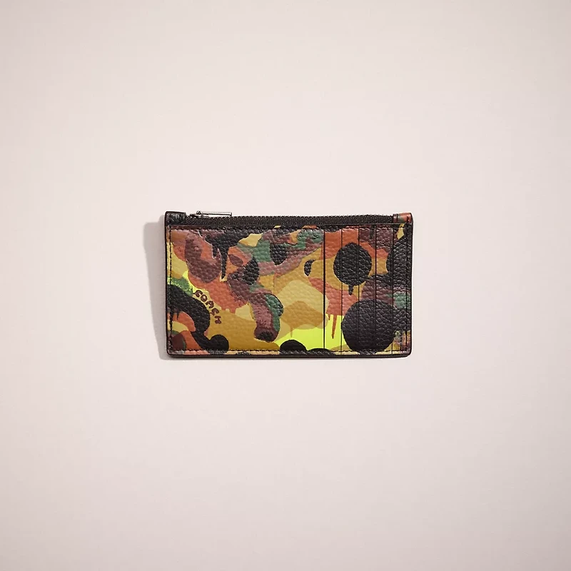 Restored Zip Card Case With Camo Print