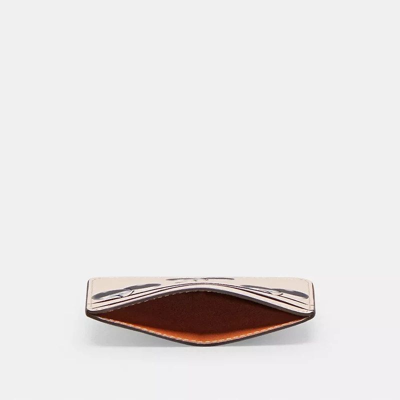 Wavy Card Case Regenerative Leather With Cherry Print