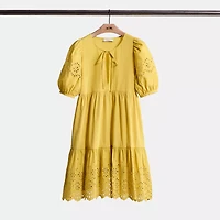 Restored Broderie Anglaise Puff Sleeve Dress Organic Cotton