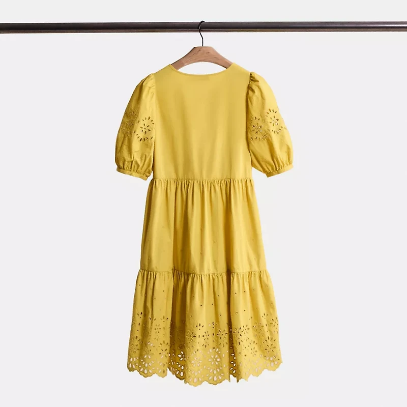 Restored Broderie Anglaise Puff Sleeve Dress Organic Cotton