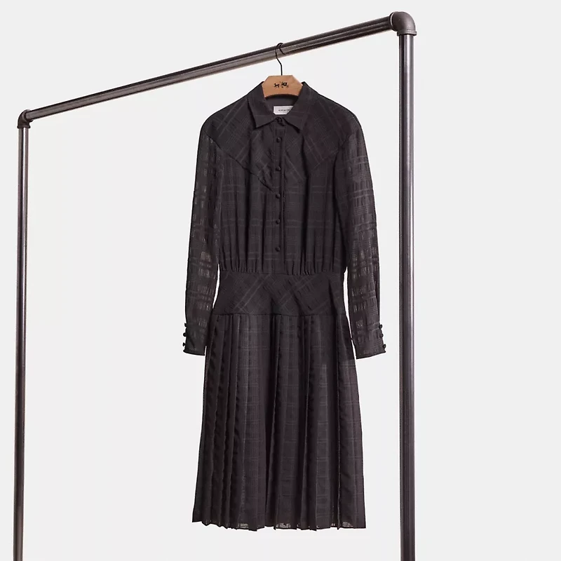 Restored Plaid Pleated Shirt Dress