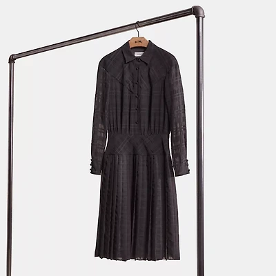 Restored Plaid Pleated Shirt Dress