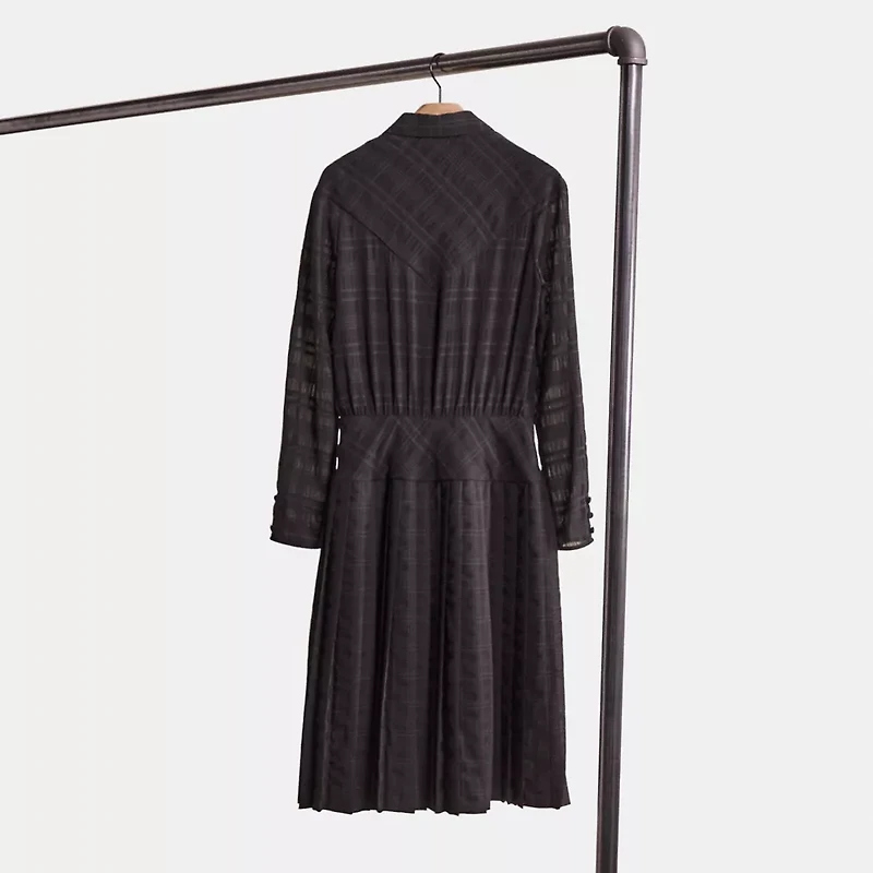 Restored Plaid Pleated Shirt Dress