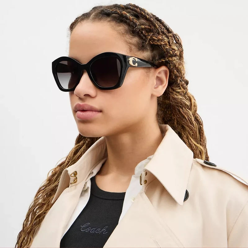 Maxi Sculpted C Oversized Geometric Sunglasses