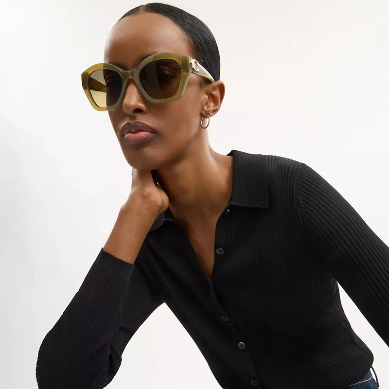 Maxi Sculpted C Oversized Geometric Sunglasses