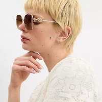 Horse And Carriage Metal Oversized Square Sunglasses