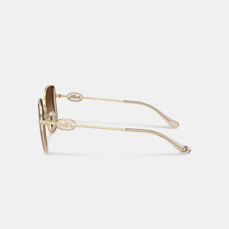 Horse And Carriage Metal Oversized Square Sunglasses