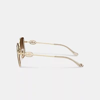 Horse And Carriage Metal Oversized Square Sunglasses