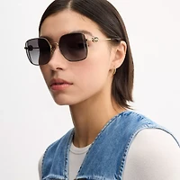 Horse And Carriage Metal Oversized Square Sunglasses