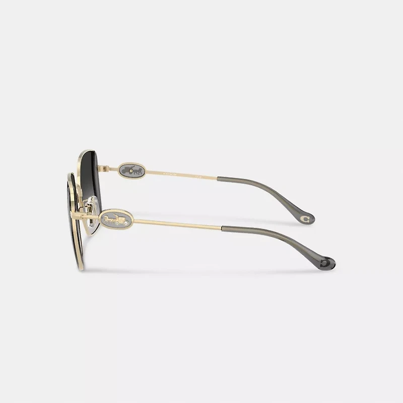 Horse And Carriage Metal Oversized Square Sunglasses