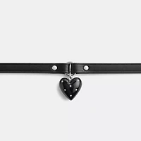 Resin Heart Charm Leather Choker