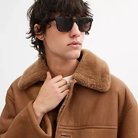 C Hardware Textured Temple Square Sunglasses