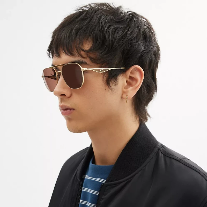 C Hardware Metal Navigator Sunglasses