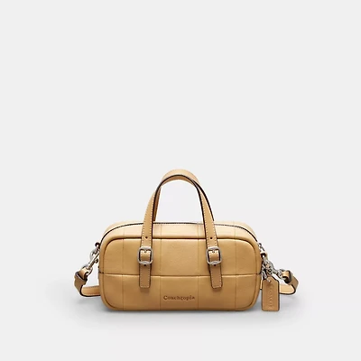 Alter/Ego Mini Satchel Bag In Checkerboard Upcrafted Leather With Crossbody Strap