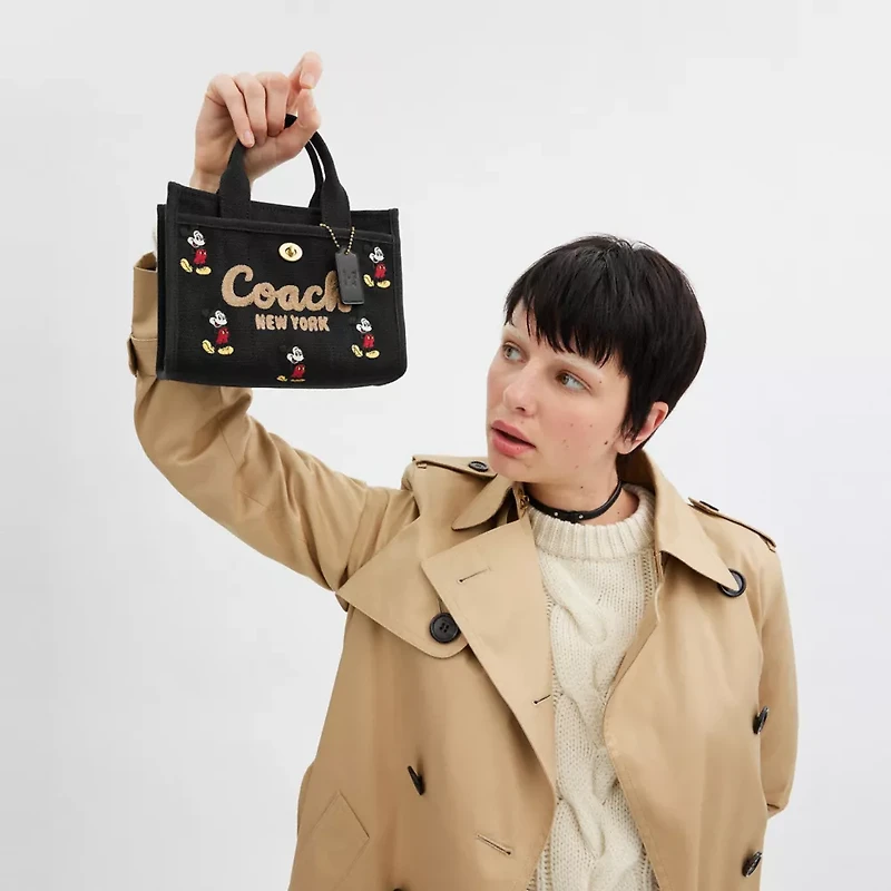 Disney X Coach Cargo Tote Bag 20 With Mickey Mouse Regenerative Cotton Canvas