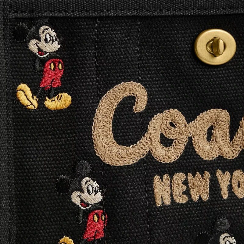 Disney X Coach Cargo Tote Bag 20 With Mickey Mouse Regenerative Cotton Canvas