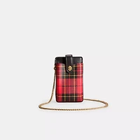 Restored Turnlock Chain Phone Crossbody With Plaid Print