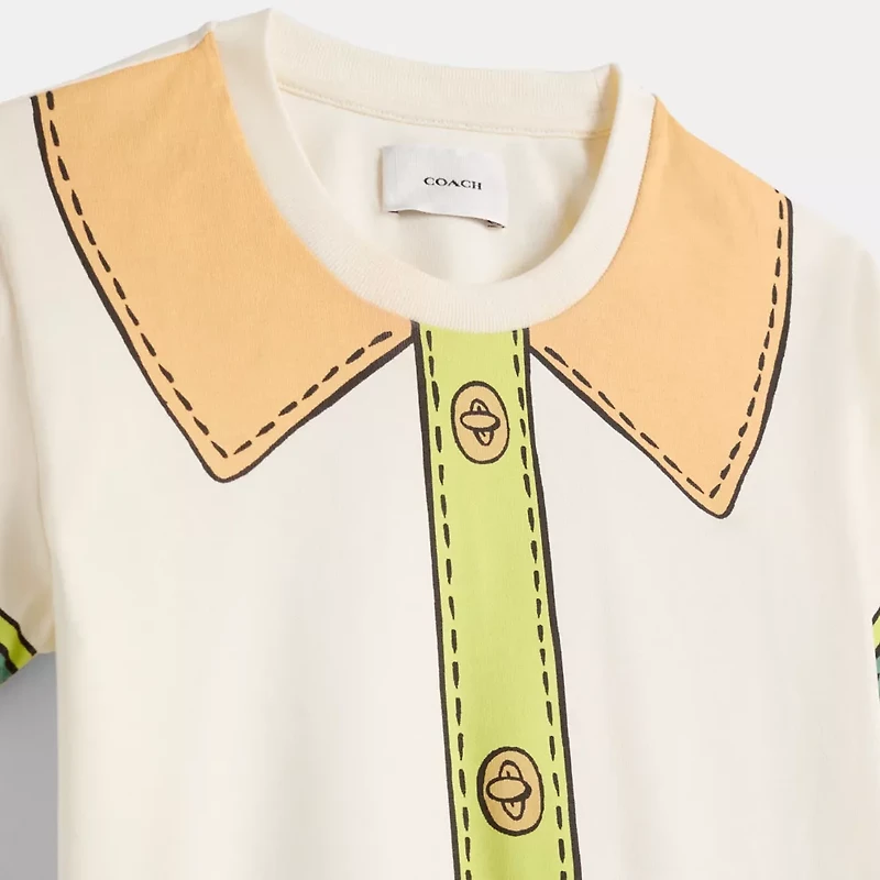 Restored Trompe L'oeil Belted T-Shirt In Organic Cotton