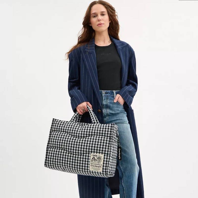 Coachtopia Loop Tote With Gingham Pattern