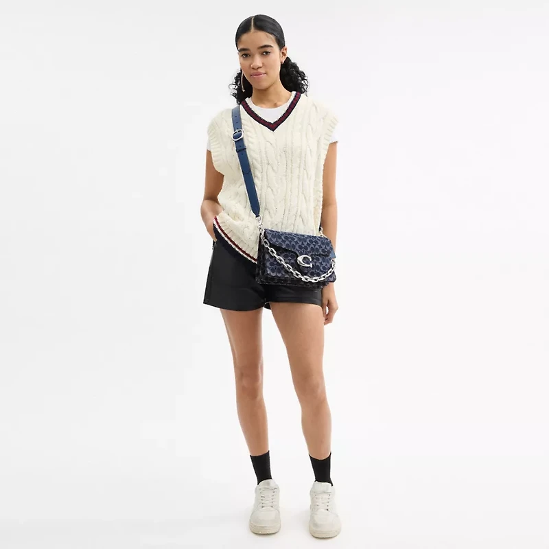 Chain Tabby Shoulder Bag In Signature Denim