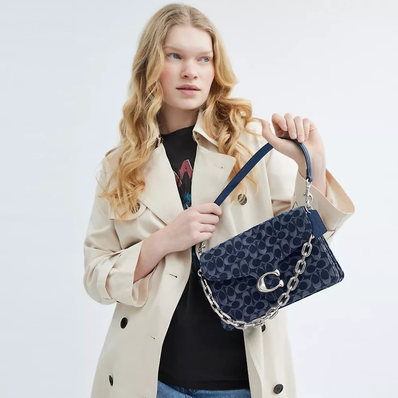 Chain Tabby Shoulder Bag In Signature Denim