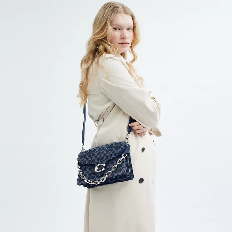 Chain Tabby Shoulder Bag In Signature Denim