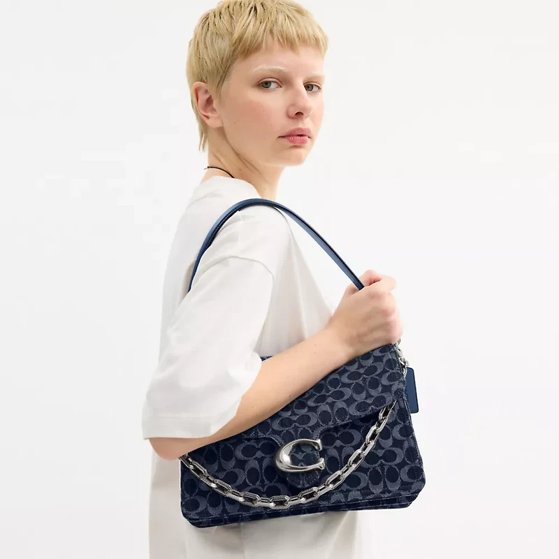 Chain Tabby Shoulder Bag 30 In Signature Denim