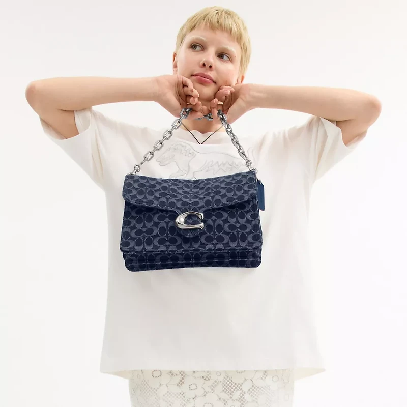 Chain Tabby Shoulder Bag 30 In Signature Denim