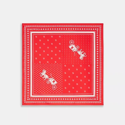 Horse And Carriage Dot Print Silk Bandana