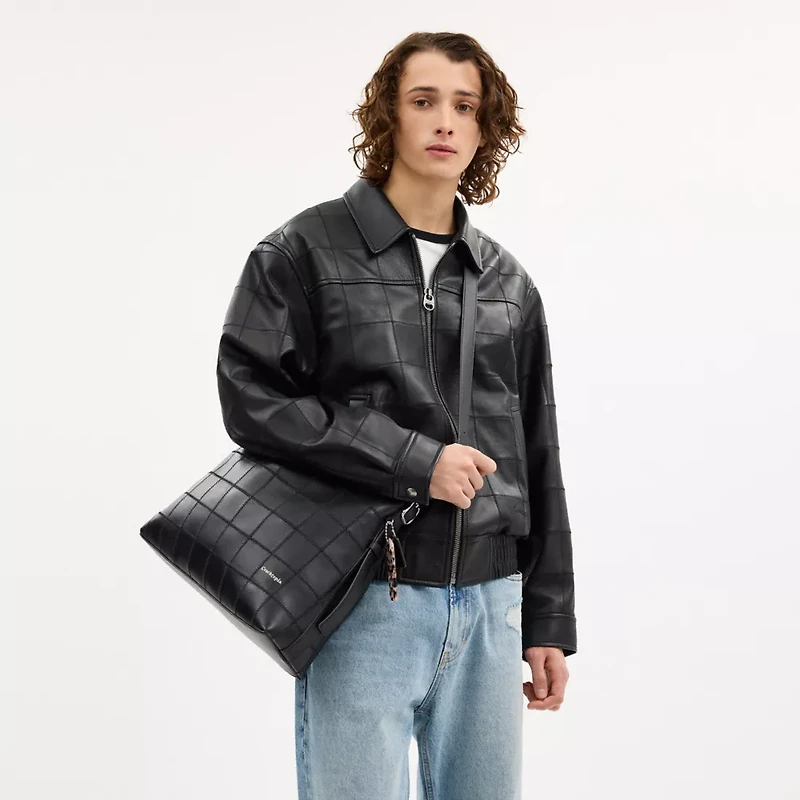 Alter/Ego Slouchy Shoulder Bag In Checkerboard Upcrafted Leather