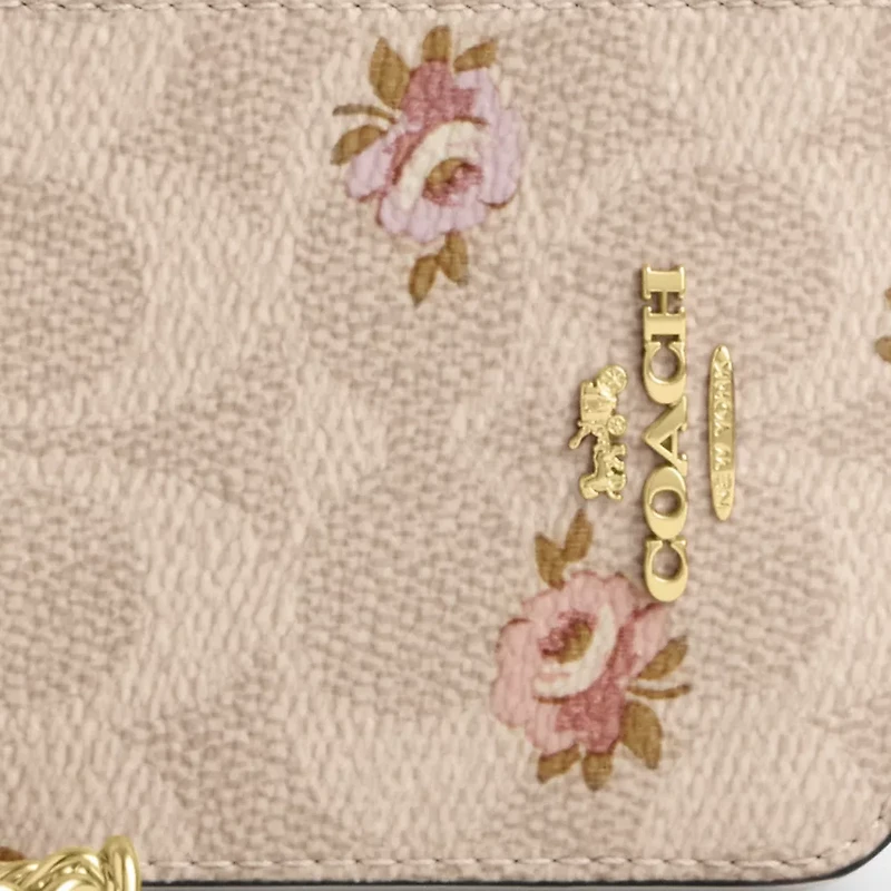 Zip Card Case In Signature Canvas With Floral Print