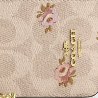 Zip Card Case In Signature Canvas With Floral Print