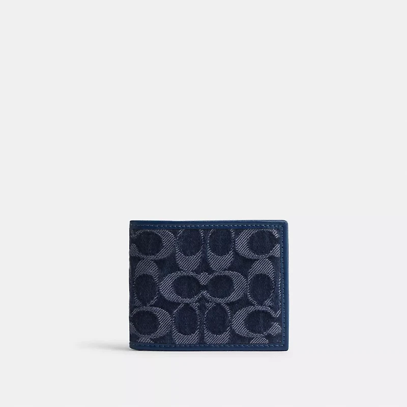 Slim Billfold Wallet In Signature Denim